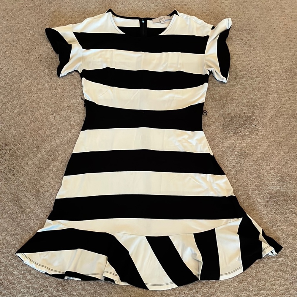 LOFT Black & White Stripes Dress